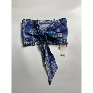 Cider Top Women's Small Bandeau Bandana Blue Boho Festival Western Cowgirlcore